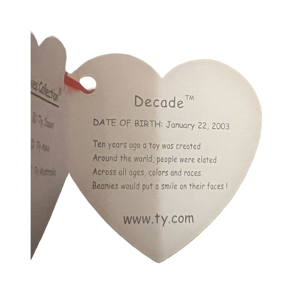 Retired Ty Beanie Baby Decade Sparkly White Anniversary Bear - Picture 10 of 12